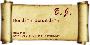 Berán Jonatán névjegykártya